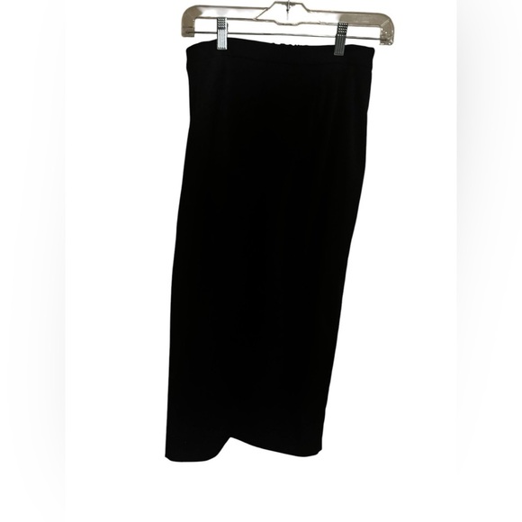 SUEDE Black flat front faux suede lined midi women's 10 Petite skirt event party - Picture 4 of 12